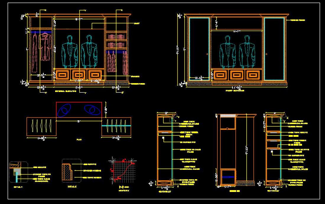 Custom Wardrobe Design- Detailed Autocad Drawing